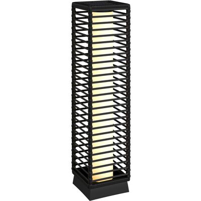 Outsunny Farol solar exterior de resina trenzada lámpara de pie inalámbrica recargable sensor de luz 16 x 16 x 68 cm negro Outsunny Farol solar exterior de resina trenzada lámpara de pie inalámbrica recargable sensor de luz 16 x 16 x 68 cm negro