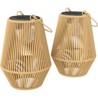 Outsunny Set de 2 Farolas Solares Exterior Linternas Jardín de Ratán Colgantes con Encendido y Apagado Automático IP44 Marrón Aosom España Outsunny Set de 2 Farolas Solares Exterior Linternas Jardín de Ratán Colgantes con Encendido y Apagado Automático IP44 Marrón Aosom España