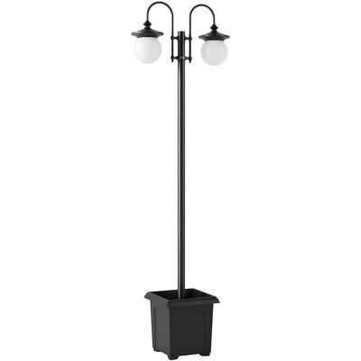 Outsunny Farola Solar Exterior de Jardín con Macetero 2 Cabezales Impermeable IP44 Encendido/Apagado Automático Altura Ajustable Outsunny Farola Solar Exterior de Jardín con Macetero 2 Cabezales Impermeable IP44 Encendido/Apagado Automático Altura Ajustable