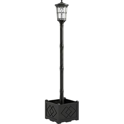 Outsunny Farola Solar Exterior de Jardín con Macetero 2 Modos de Brillo 100/50 lm IP44 Encendido/Apagado Automático Negro Aosom España Outsunny Farola Solar Exterior de Jardín con Macetero 2 Modos de Brillo 100/50 lm IP44 Encendido/Apagado Automático Negro Aosom España