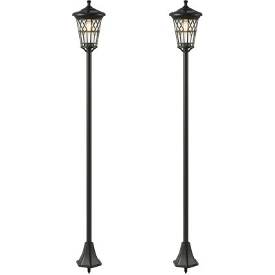 Outsunny Set de 2 Farolas Solares de Jardín con Altura Ajustable 2 Modos de Brillo IP44 Impermeable para Terraza Patio Negro Outsunny Set de 2 Farolas Solares de Jardín con Altura Ajustable 2 Modos de Brillo IP44 Impermeable para Terraza Patio Negro