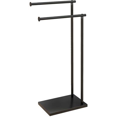 Homcom Toallero de Pie con 2 Barras y Marco Metálico Toallero de Baño Moderno en Forma de L 35,5x20x78 cm Negro Homcom Toallero de Pie con 2 Barras y Marco Metálico Toallero de Baño Moderno en Forma de L 35,5x20x78 cm Negro