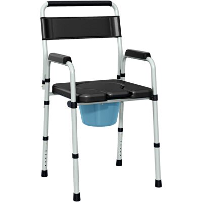 Homcom Silla con Inodoro Plegable con Altura Ajustable Cubo y Almohadillas Antideslizantes Carga 150 kg Negro Homcom Silla con Inodoro Plegable con Altura Ajustable Cubo y Almohadillas Antideslizantes Carga 150 kg Negro