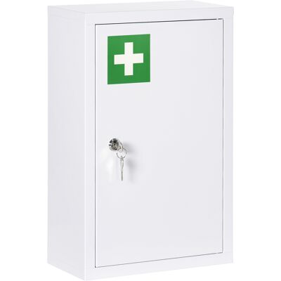 kleankin Botiquín de Pared de Acero con 3 Estantes y 2 Llaves para Baño Armario de Medicinas 30x14x46 cm Blanco Seguro y Elegante Aosom España kleankin Botiquín de Pared de Acero con 3 Estantes y 2 Llaves para Baño Armario de Medicinas 30x14x46 cm Blanco Seguro y Elegante Aosom España