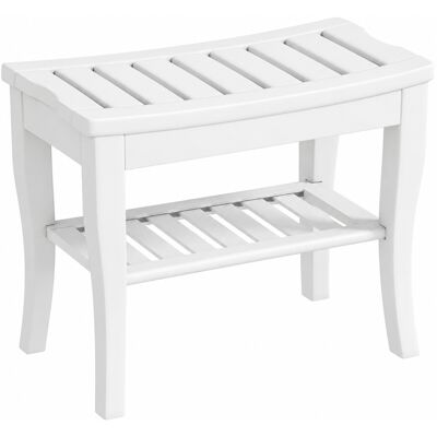 Homcom Taburete de Baño de Bambú con Estante Banco de Baño Impermeable y Robusta para Salón SPA 47,5x26x44,5 cm Blanco Homcom Taburete de Baño de Bambú con Estante Banco de Baño Impermeable y Robusta para Salón SPA 47,5x26x44,5 cm Blanco