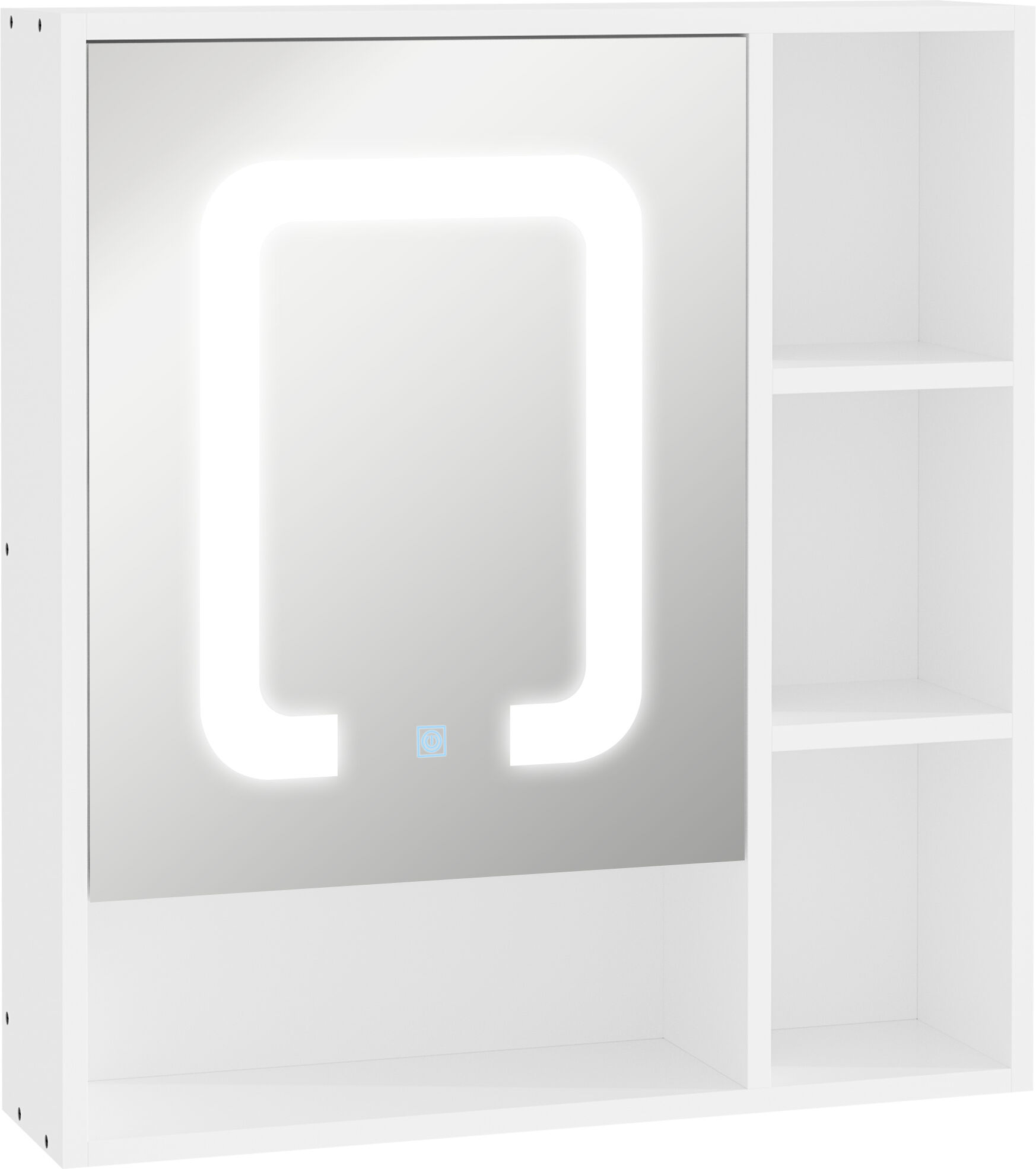 kleankin Armario con Espejo de Baño con Luz LED Armario de Baño Colgante con Interruptor Táctil 60x15x65 cm Blanco