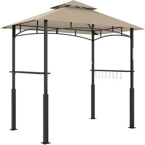 Outsunny Cenador de barbacoa de dos niveles toldo para jardín con luz LED 240 x 150 x 250 cm kaki Aosom España Outsunny Cenador de barbacoa de dos niveles toldo para jardín con luz LED 240 x 150 x 250 cm kaki Aosom España