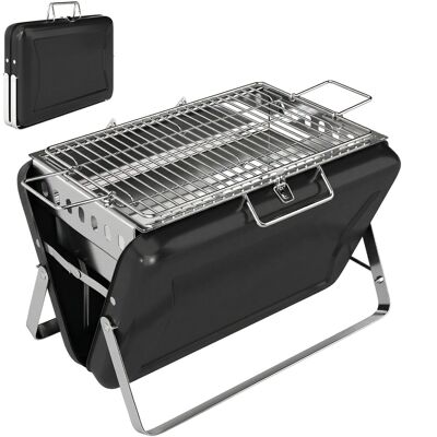 Outsunny Parrilla de carbón en acero inoxidable BBQ Smoker con rejilla, asa y patas plegables para barbacoa, camping 40x28x25,5cm negro Aosom España Outsunny Parrilla de carbón en acero inoxidable BBQ Smoker con rejilla, asa y patas plegables para barbacoa, camping 40x28x25,5cm negro Aosom España