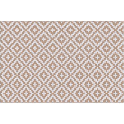 Outsunny Alfombra de Exterior Reversible 182x274 cm con Patrón Geométrico Acabado Impermeable Café y Blanco Outsunny Alfombra de Exterior Reversible 182x274 cm con Patrón Geométrico Acabado Impermeable Café y Blanco