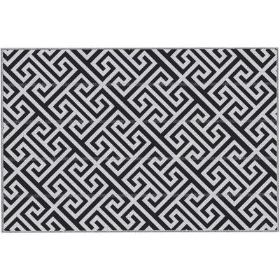 Outsunny Alfombra de Exterior Reversible 182x274 cm con Patrón Geométrico Acabado Impermeable Blanco y Negro Outsunny Alfombra de Exterior Reversible 182x274 cm con Patrón Geométrico Acabado Impermeable Blanco y Negro
