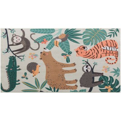 Homcom Alfombra de Felpa con Estampado de Jungla, fácil de cuidar, Crema + Multicolor Homcom Alfombra de Felpa con Estampado de Jungla, fácil de cuidar, Crema + Multicolor