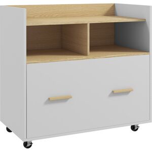 Vinsetto Mueble Archivador con Ruedas con Cajón para Tamaño A4 y 2 Compartimentos Armario Archivador 76x40x75,5 cm Roble y Blanco Aosom España Vinsetto Mueble Archivador con Ruedas con Cajón para Tamaño A4 y 2 Compartimentos Armario Archivador 76x40x75,5 cm Roble y Blanco Aosom España