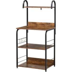 Homcom Estante de Cocina Estantería para Microondas con 4 Niveles Ganchos y Pies Ajustables Estantes de Almacenaje 60x40x125 cm Marrón Rústico Homcom Estante de Cocina Estantería para Microondas con 4 Niveles Ganchos y Pies Ajustables Estantes de Almacenaje 60x40x125 cm Marrón Rústico