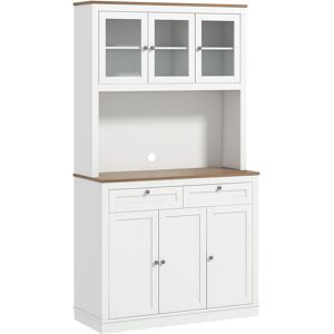 Homcom Armario de Cocina con 3 Puertas de Vidrio 2 Cajones y Estantes Ajustables Mueble para Microondas 100x40x180 cm Blanco Aosom España Homcom Armario de Cocina con 3 Puertas de Vidrio 2 Cajones y Estantes Ajustables Mueble para Microondas 100x40x180 cm Blanco Aosom España