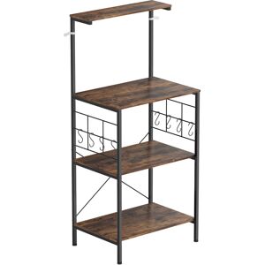 Homcom Estantería de Cocina, Diseño de 4 Niveles, Encimera, 8 Ganchos, Tubos de Metal, Marrón + Negro Homcom Estantería de Cocina, Diseño de 4 Niveles, Encimera, 8 Ganchos, Tubos de Metal, Marrón + Negro