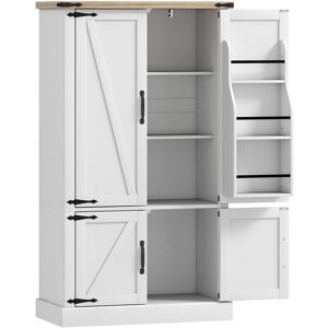 Homcom Aparador de cocina, armario de cocina con 4 puertas, 6 porta-especias y estantes regulables, 76,3 x 40 x 136 cm, blanco Aosom España Homcom Aparador de cocina, armario de cocina con 4 puertas, 6 porta-especias y estantes regulables, 76,3 x 40 x 136 cm, blanco Aosom España