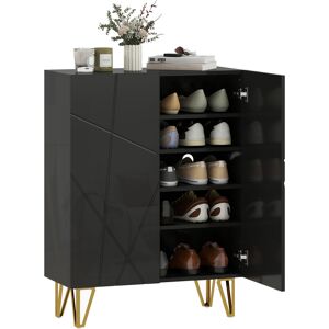 Homcom Zapatero Recibidor para 15-20 Pares con Estantes Ajustables Cierre Suave 72x315x95 cm Negro Brillante Aosom España Homcom Zapatero Recibidor para 15-20 Pares con Estantes Ajustables Cierre Suave 72x315x95 cm Negro Brillante Aosom España