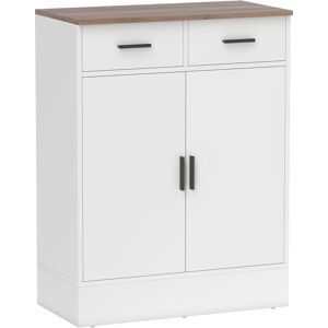 Homcom Aparador Moderno 2 Cajones y Armario de 2 Puertas, Estante Interior Regulable, Blanco y Madera Aosom España Homcom Aparador Moderno 2 Cajones y Armario de 2 Puertas, Estante Interior Regulable, Blanco y Madera Aosom España