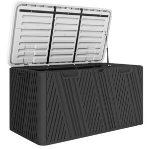 Outsunny Banco Contenedor 380L en HDPE con 2 Asas Laterales y Apertura Asistida por Gas, 115x60x60 cm, Negro y Gris Aosom España Outsunny Banco Contenedor 380L en HDPE con 2 Asas Laterales y Apertura Asistida por Gas, 115x60x60 cm, Negro y Gris Aosom España