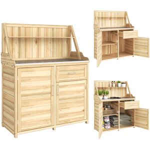 Outsunny Armario de Jardín en Madera con Superficie de Trabajo en Metal Galvanizado Cajón y Estantería 100x45x129,5cm Natural Aosom España Outsunny Armario de Jardín en Madera con Superficie de Trabajo en Metal Galvanizado Cajón y Estantería 100x45x129,5cm Natural Aosom España