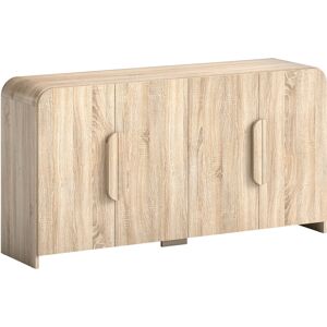Homcom Aparador de Cocina con 2 Armarios, Puertas Soft-Close y Estantes Regulables, 157x39x82 cm, Madera Natural Aosom España Homcom Aparador de Cocina con 2 Armarios, Puertas Soft-Close y Estantes Regulables, 157x39x82 cm, Madera Natural Aosom España