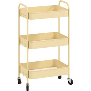 Homcom Carrito Auxiliar con Ruedas de 3 Niveles Carrito de Cocina con 3 Cestas y 2 Asas 45x30,6x79 cm Amarillo Homcom Carrito Auxiliar con Ruedas de 3 Niveles Carrito de Cocina con 3 Cestas y 2 Asas 45x30,6x79 cm Amarillo