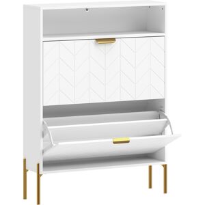 Homcom Mueble zapatero 16 pares, armario zapatero estrecho con 2 cajones abatibles, compartimento abierto, blanco Homcom Mueble zapatero 16 pares, armario zapatero estrecho con 2 cajones abatibles, compartimento abierto, blanco