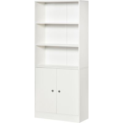 Estantería Homcom Blanca con 3 Estantes y Armario - 70x29,5x167cm Estantería Homcom Blanca con 3 Estantes y Armario - 70x29,5x167cm