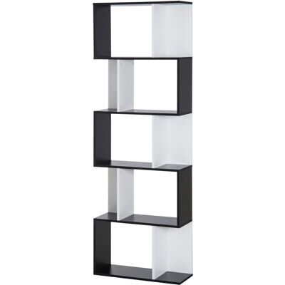 Homcom Estantería en Forma de S Alta con 5 Estantes Diseño Moderno para Salón Oficina 60x24x184,5cm Blanco y Negro Homcom Estantería en Forma de S Alta con 5 Estantes Diseño Moderno para Salón Oficina 60x24x184,5cm Blanco y Negro