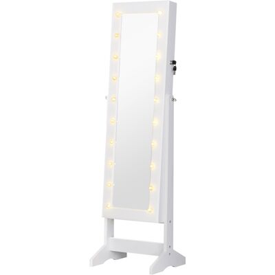 Homcom Joyero de Pie con Espejo Armario para Joyas 20 Luces LED Reclinable Guardajoyas Anillos Pendientes Collares Aosom España Homcom Joyero de Pie con Espejo Armario para Joyas 20 Luces LED Reclinable Guardajoyas Anillos Pendientes Collares Aosom España