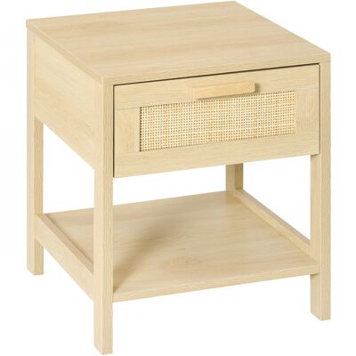 Mesita de Noche Homcom de Madera - Diseño Rústico Moderno con Cajón y Estante Mesita de Noche Homcom de Madera - Diseño Rústico Moderno con Cajón y Estante