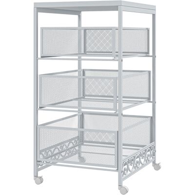 Homcom Carrito de Almacenamiento con Ruedas de 3 Niveles con 3 Cesta de Almacenamiento Carro Almacenaje para Salón Comedor Blanco Aosom España Homcom Carrito de Almacenamiento con Ruedas de 3 Niveles con 3 Cesta de Almacenamiento Carro Almacenaje para Salón Comedor Blanco Aosom España