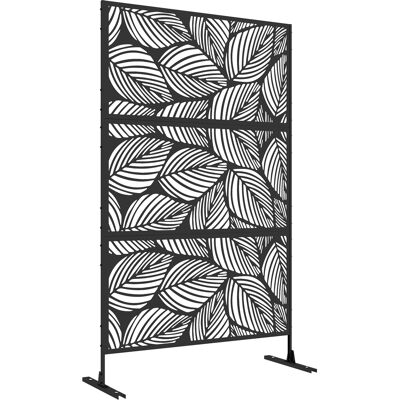 Outsunny Separador de Ambientes con 3 Piezas Patrón de Hoja Grande Pantalla de Privacidad de Acero 122x45x198 cm Negro Aosom España Outsunny Separador de Ambientes con 3 Piezas Patrón de Hoja Grande Pantalla de Privacidad de Acero 122x45x198 cm Negro Aosom España
