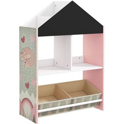 ZONEKIZ Organizador Infantil Estantería para Juguetes con Estantes Abiertos y 2 Cajas Extraíbles 62,4x26,5x90 cm Rosa Aosom España ZONEKIZ Organizador Infantil Estantería para Juguetes con Estantes Abiertos y 2 Cajas Extraíbles 62,4x26,5x90 cm Rosa Aosom España