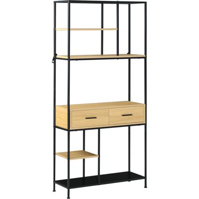 Homcom Estantería Estilo Industrial de 5 Niveles Mueble Estantes Almacenaje con 2 Cajones y Marco de Metal 80x30x170,5 cm Roble Homcom Estantería Estilo Industrial de 5 Niveles Mueble Estantes Almacenaje con 2 Cajones y Marco de Metal 80x30x170,5 cm Roble