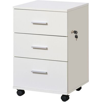 Vinsetto Cajonera Oficina Blanca con 3 Cajones, Cerradura y Ruedas - Mueble de Oficina Vinsetto Cajonera Oficina Blanca con 3 Cajones, Cerradura y Ruedas - Mueble de Oficina