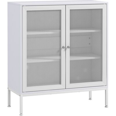 Homcom Aparador con 3 Estantes Aparador Comedor Mueble Auxiliar con Puertas de Rejilla Metálica y Estante Ajustable 80x37x92 cm Blanco Aosom España Homcom Aparador con 3 Estantes Aparador Comedor Mueble Auxiliar con Puertas de Rejilla Metálica y Estante Ajustable 80x37x92 cm Blanco Aosom España