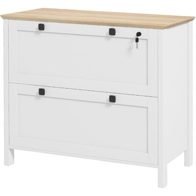 Homcom Mueble Archivador con 2 Cajones 2 Barras Colgantes Cerradura y 2 Llaves para Tamaño A4 79x40x72 cm Blanco y Roble Aosom España Homcom Mueble Archivador con 2 Cajones 2 Barras Colgantes Cerradura y 2 Llaves para Tamaño A4 79x40x72 cm Blanco y Roble Aosom España