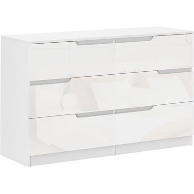Homcom Cómoda con 6 Cajones Cómoda de Dormitorio Moderno con Anti-vuelco Cajonera para Salón Pasillo 120x40x75 cm Blanco Homcom Cómoda con 6 Cajones Cómoda de Dormitorio Moderno con Anti-vuelco Cajonera para Salón Pasillo 120x40x75 cm Blanco