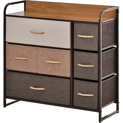 Homcom Cajonera de Tela con 7 Cajones Plegable y Marco Metálico Antivuelco para Salón Recibidor 80x29x78,5 cm Multicolor Aosom España Homcom Cajonera de Tela con 7 Cajones Plegable y Marco Metálico Antivuelco para Salón Recibidor 80x29x78,5 cm Multicolor Aosom España