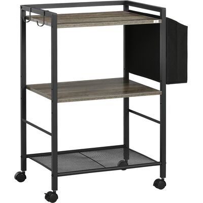 Homcom Carrito Auxiliar con Ruedas de 3 Niveles con Bolsa de Tela y 2 Ganchos para Salón Cocina Comedor 66x40x80,5 cm Gris Aosom España Homcom Carrito Auxiliar con Ruedas de 3 Niveles con Bolsa de Tela y 2 Ganchos para Salón Cocina Comedor 66x40x80,5 cm Gris Aosom España