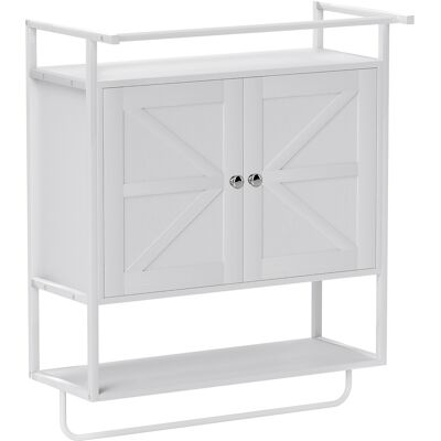 Homcom Armario de Pared para Baño Mueble de Baño Suspendido con 2 Puertas Estante Toallero 63x34x75 cm Blanco Homcom Armario de Pared para Baño Mueble de Baño Suspendido con 2 Puertas Estante Toallero 63x34x75 cm Blanco