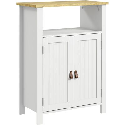 kleankin Mueble Bajo para Baño con Almacenaje Armario de Puertas y Estante Ajustable para Aseo o Baño Moderno 60x30x80,5cm Blanco kleankin Mueble Bajo para Baño con Almacenaje Armario de Puertas y Estante Ajustable para Aseo o Baño Moderno 60x30x80,5cm Blanco