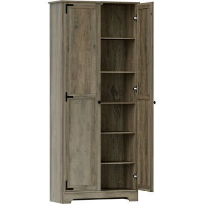 Homcom Alacena de Cocina con 2 Puertas y Estantes Ajustables para Comedor Salón 78x31,5x182 cm Marrón Grisáceo Homcom Alacena de Cocina con 2 Puertas y Estantes Ajustables para Comedor Salón 78x31,5x182 cm Marrón Grisáceo