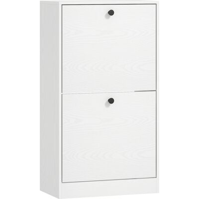 Homcom Zapatero con 2 Cajones Abatibles Estantes Ajustables y Antivuelco para Pasillos y Espacios Pequeños 47x26x85 cm Blanco Homcom Zapatero con 2 Cajones Abatibles Estantes Ajustables y Antivuelco para Pasillos y Espacios Pequeños 47x26x85 cm Blanco