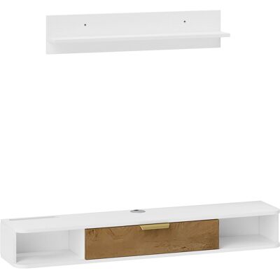 Homcom Conjunto Mueble TV y Estante de Pared con Armario y Compartimentos Abiertos Organización de Espacio y Montaje en Pared Homcom Conjunto Mueble TV y Estante de Pared con Armario y Compartimentos Abiertos Organización de Espacio y Montaje en Pared