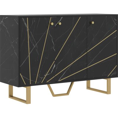 Homcom Mueble Aparador de Salón con 2 Armarios y Estante Interior Ajustable Buffet acabado Efecto Mármol 107x35x75 cm Negro y Dorado Aosom España Homcom Mueble Aparador de Salón con 2 Armarios y Estante Interior Ajustable Buffet acabado Efecto Mármol 107x35x75 cm Negro y Dorado Aosom España