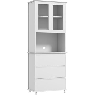 Buffet de cocina blanco HOMCOM - Armario de almacenamiento moderno con puertas de cristal Buffet de cocina blanco HOMCOM - Armario de almacenamiento moderno con puertas de cristal