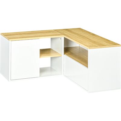 Homcom Mueble TV de esquina banco televisión de hasta 40 pulgadas con almacenamiento en aspecto de madera clara y Blanco Aosom España Homcom Mueble TV de esquina banco televisión de hasta 40 pulgadas con almacenamiento en aspecto de madera clara y Blanco Aosom España