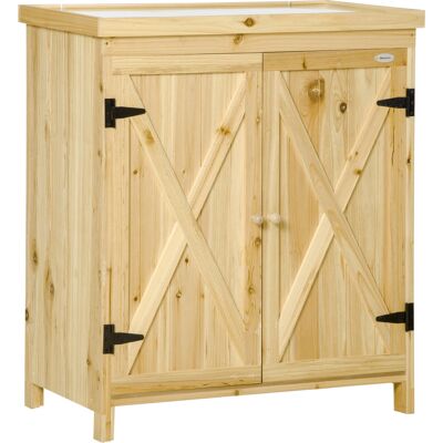 Outsunny Armario de Jardín, Armario de Almacenamiento de Jardín, Bandeja de Metal Galvanizado, Madera Maciza 80x45x92 cm Madera Natural Aosom España Outsunny Armario de Jardín, Armario de Almacenamiento de Jardín, Bandeja de Metal Galvanizado, Madera Maciza 80x45x92 cm Madera Natural Aosom España